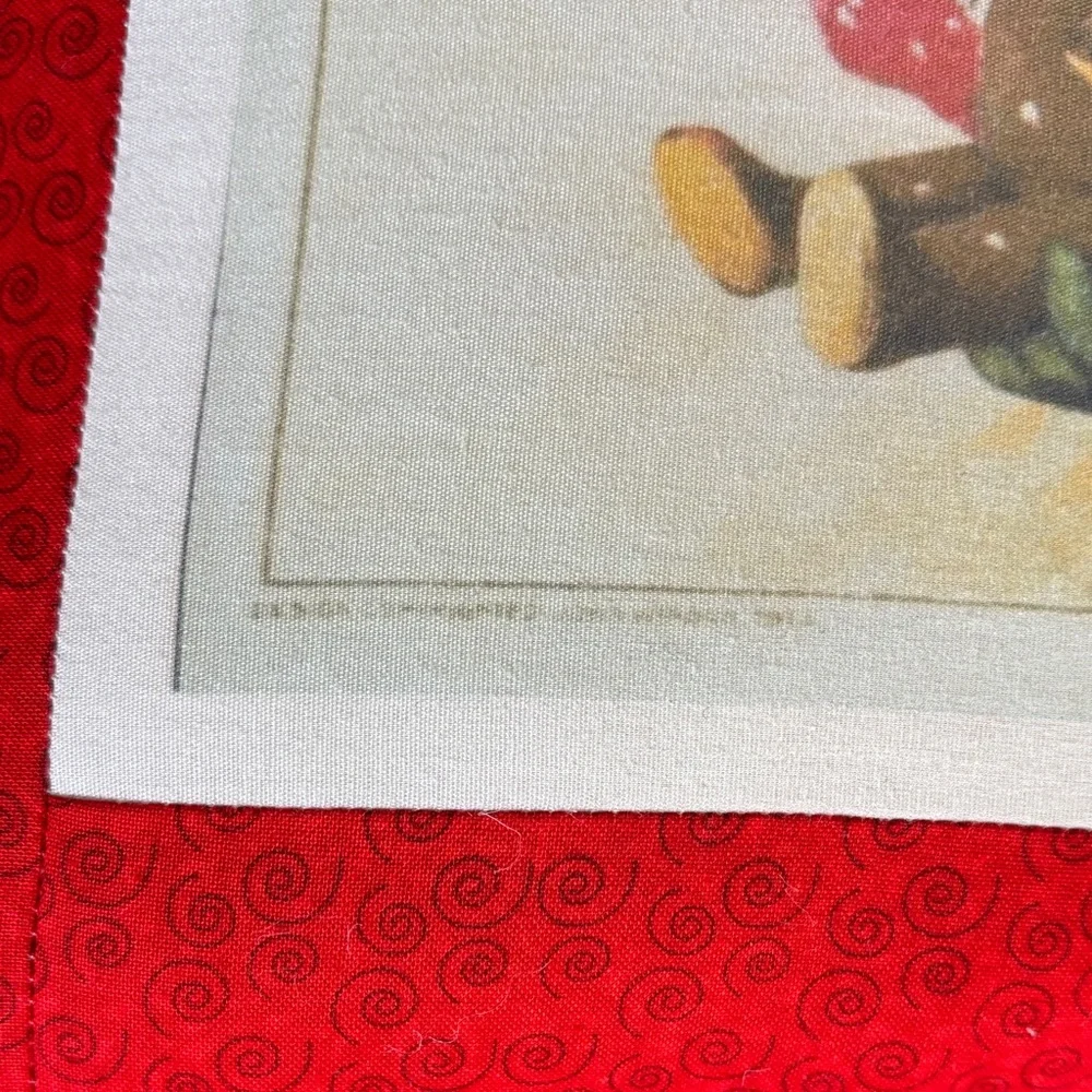 Festive Red Santa Holiday Pillow with Gold Trim